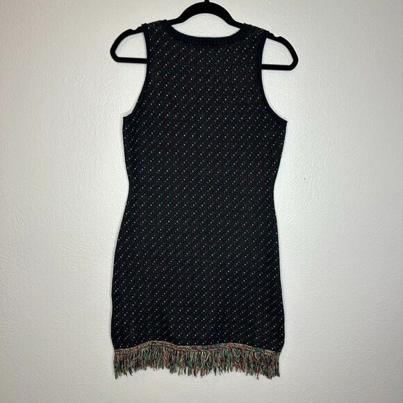 Rachel Antonoff Maddy Fringe Dress Size XS Mini Heart Jaquard Black Cotton - Picture 6 of 7